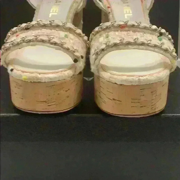 Chanel Tweed Wedge Sandals - Picture 4 of 8